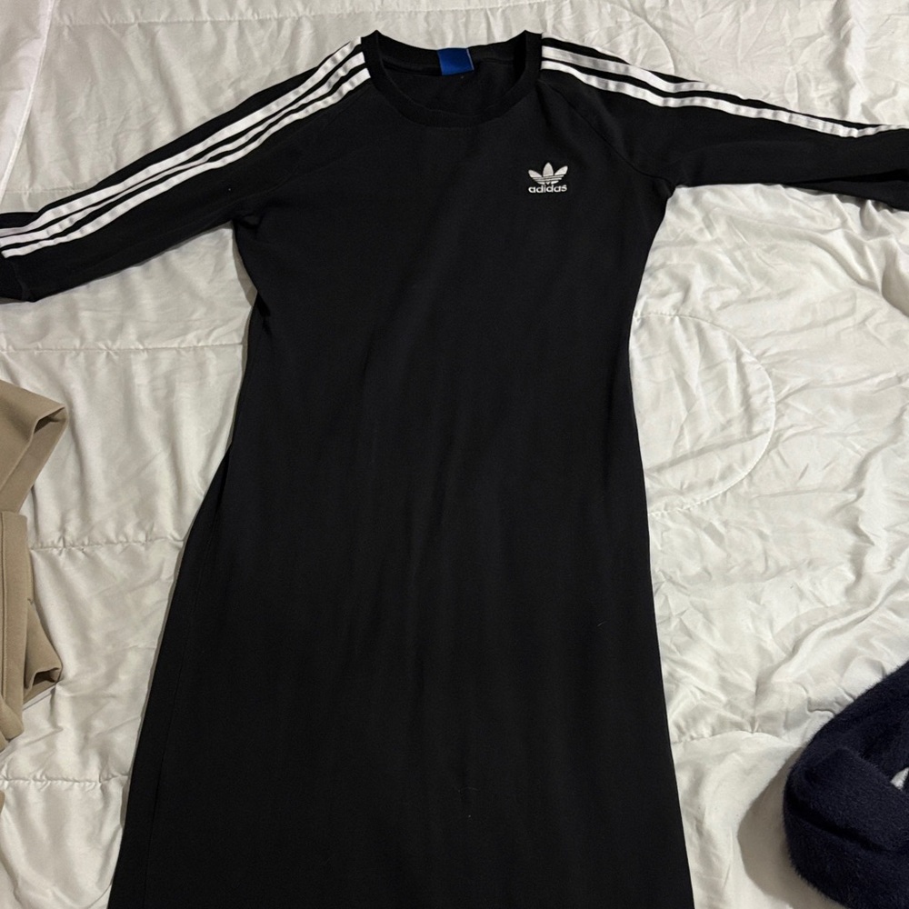 Adidas Long Sleeve Black Dress with White Accents